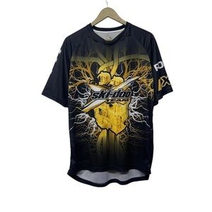 Brp Ski-Doo Black Yellow Snowmobile Short Sleeve Shirt Size Large